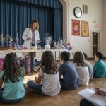 Fresno students attending engaging school assembly