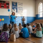 Detroit students engaged at lively school assembly