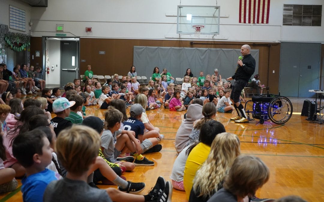 Picture of assembly at elementary school