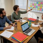 Teachers planning end-of-year assembly together
