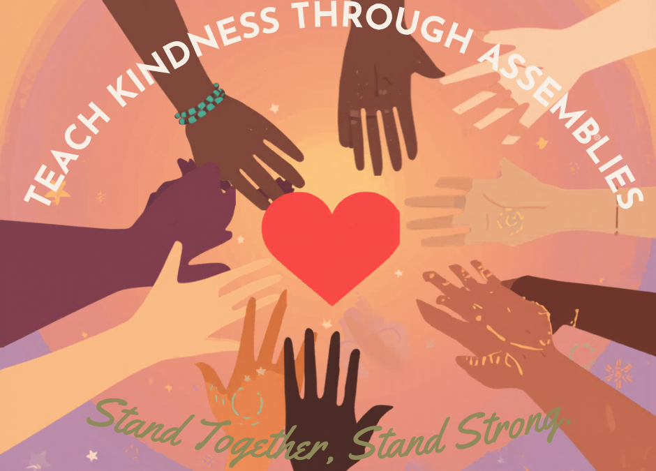 anti bullying graphic with hands reaching toward a heart